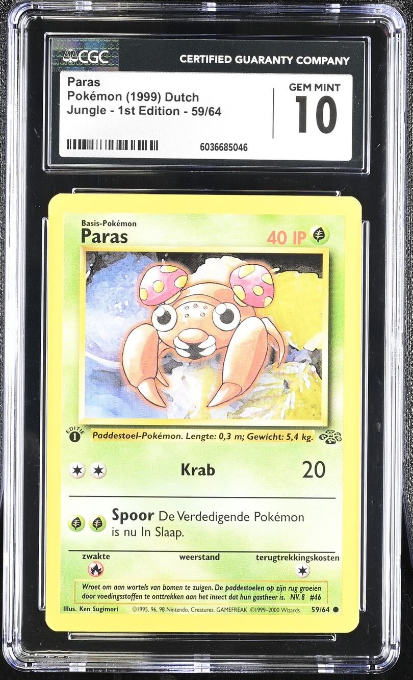 CGC 10 GEM MINT Paras 1st Edition 59/64 Pokemon Dutch Jungle Set (PSA/BGS)